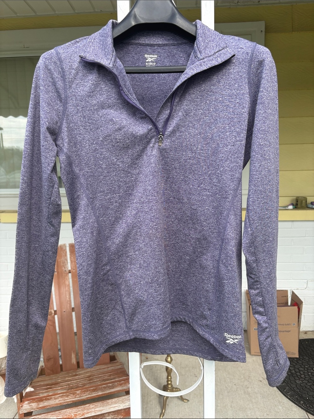 Reebok Women’s Heathered Lavender Quarter-Zip Pullover